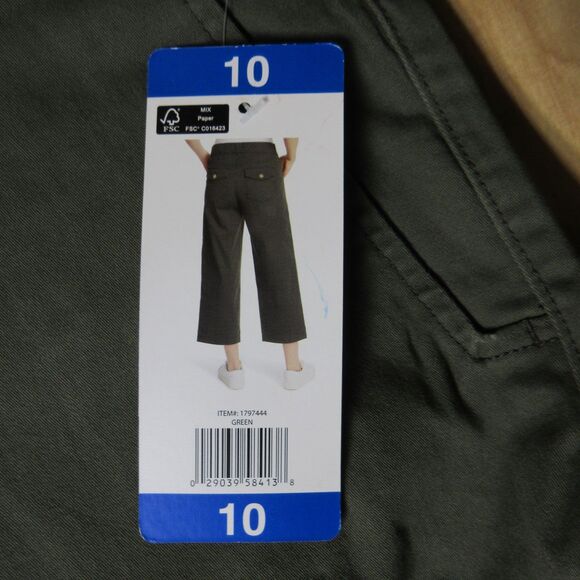 GLORIA VANDERBILT Tummy Control Wide Leg Crop Pants Sz 10 Army Green Olive NWT - Picture 5 of 15